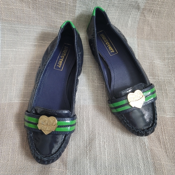 y2k Coach Poppy Preppy Blue & Green Vinyl Leather Ballet Flats - Picture 1 of 9